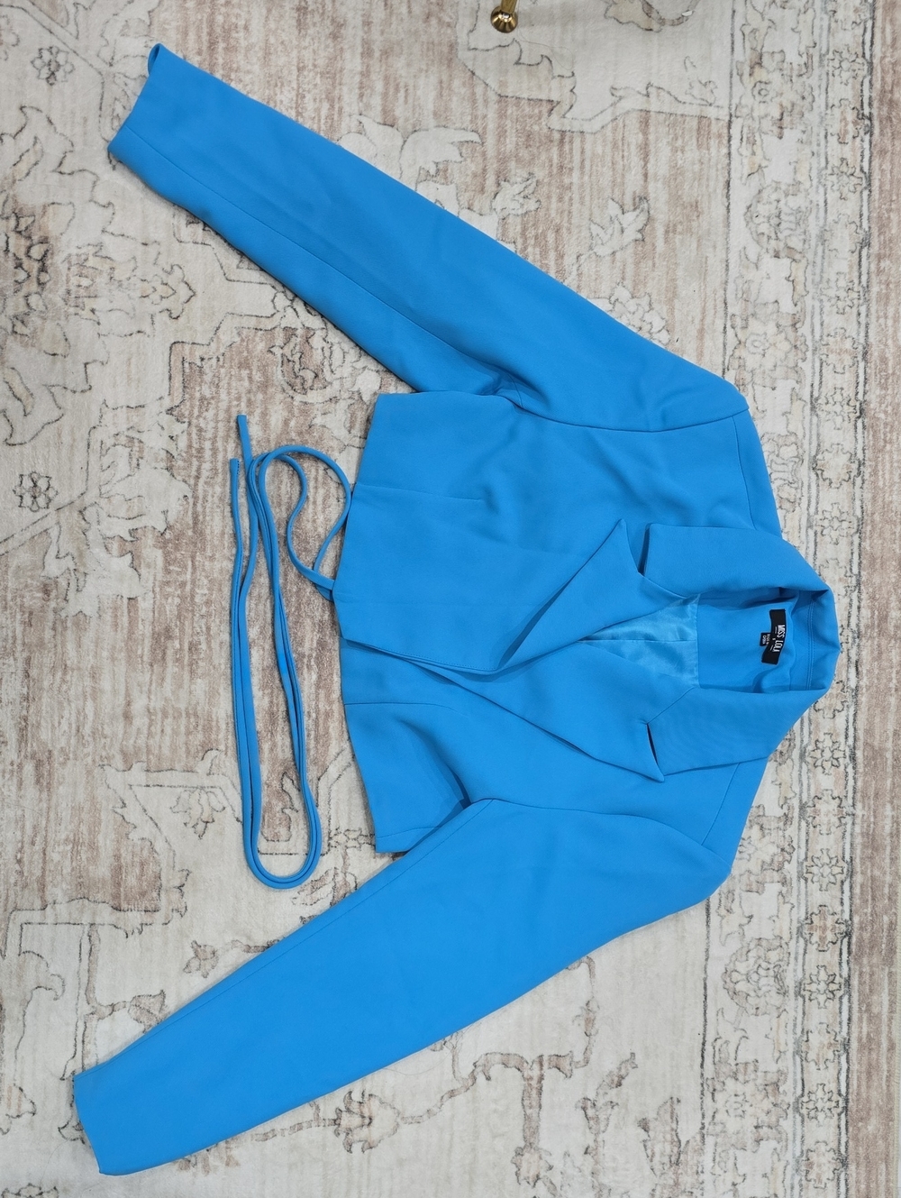 Miss Lola Vibrant Blue Waist-Tie Blazer
